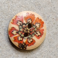 orange blomst print natur træ knap genbrug gamle knapper